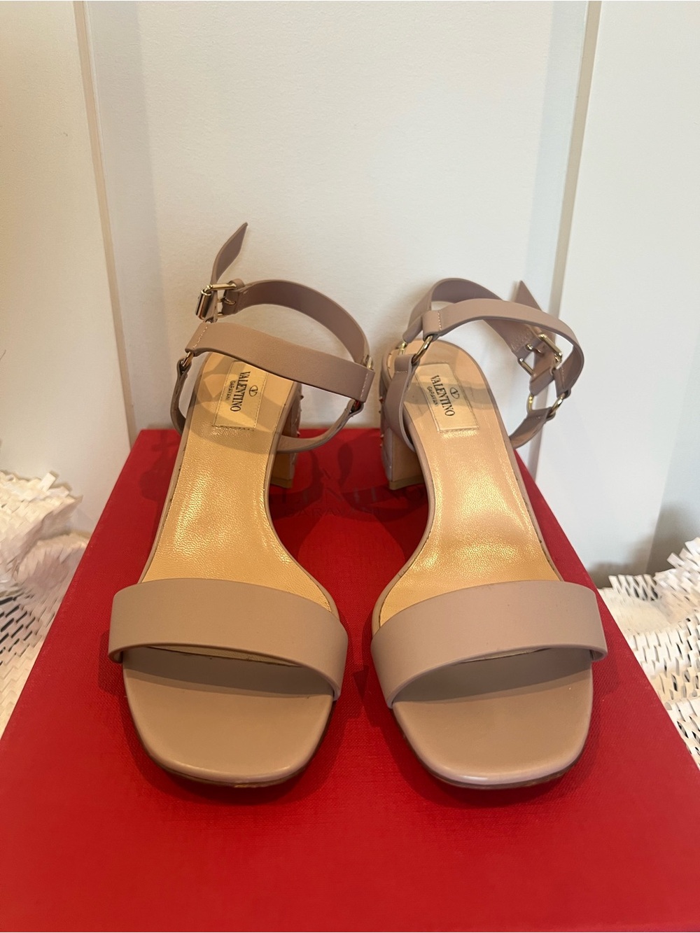 Valentino Garavani Beige Block Heel Sandals